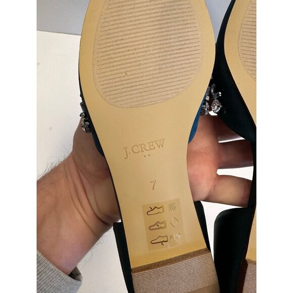 J. Crew Satin Jeweled Zoe D'ORSAY Flats Size 7.0 - Picture 10 of 12